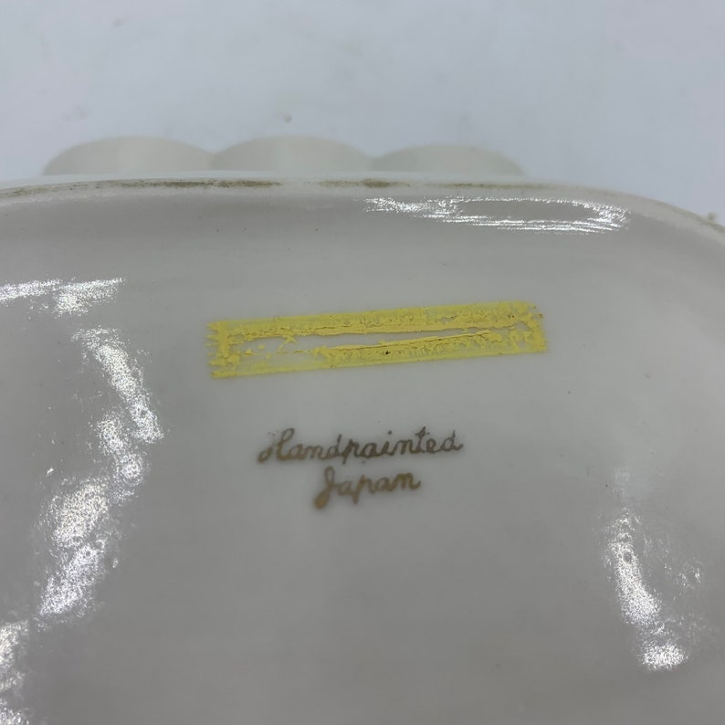 Handpainted Porcelain MIJ Ashtray Trinket Dish with Tree Branch and Bird