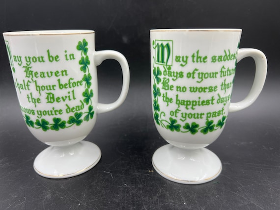 Irish Coffee Mugs Irish Blessings Set of 2 Vintage Japan 