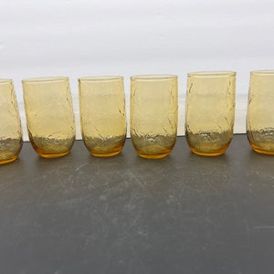 Lot de 6 verres à jus Anchor Hocking motif feuille d'ambre doré vintage image 3