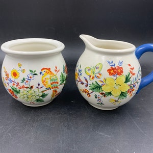 Pfaltzgraff Paradise Open Sugar Bowl and Cream Pitcher Set Vintage FREE SHIPPING