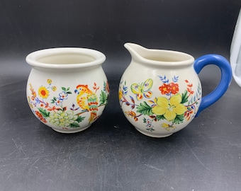 Pfaltzgraff Paradise Sugar Bowl Cream Pitcher Set Vintage