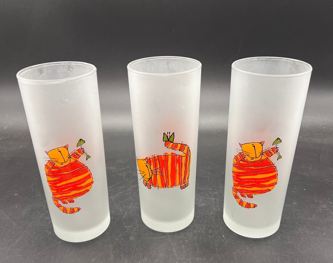 Dartington Designs France Glasses Frosted Highball Collins Whimsical