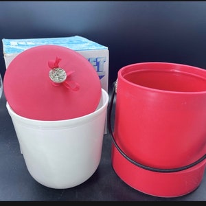 70's MOD Retro Magenta Pink Plastic Ice Bucket Vintage FREE SHIPPING image 3