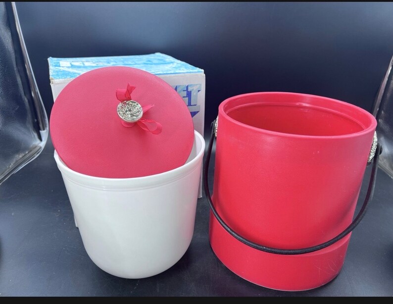 70's MOD Retro Magenta Pink Plastic Ice Bucket Vintage FREE SHIPPING image 3