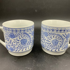 Williams Sonoma Chinoiserie Lidded Tea Cups Coffee Mugs Grand Cuisine IDC Vintage image 3