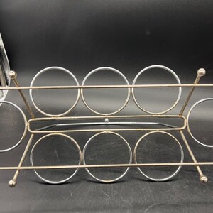 MCM Wire Drink Caddy Barware Mid Century 8 Capacidad de vidrio Atomic Swanky Silver Tone ENVÍO GRATIS imagen 9