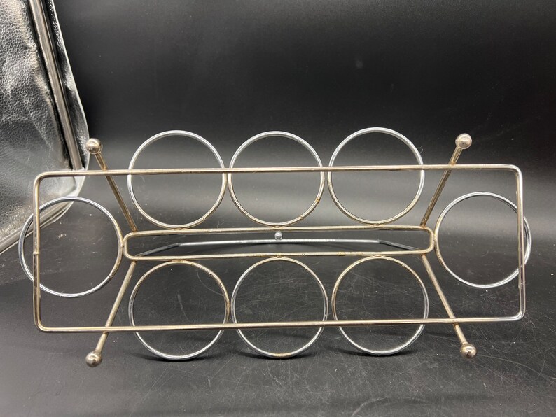 MCM Wire Drink Caddy Barware Mid Century 8 Capacidad de vidrio Atomic Swanky Silver Tone ENVÍO GRATIS imagen 9