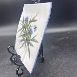Highland Stoneware Hand Painted Square Dish Thistle Design With Bee Made In Scotland image 3