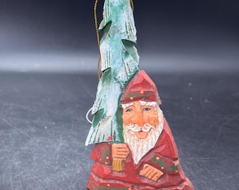 Vintage David Frykman Santa with Tree Ornament FREE SHIPPING