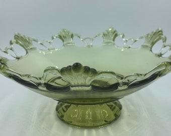 Westmoreland Ring and Petal Glass Bowl in Olive Vintage