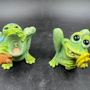 Sprogs Frog Figurines Kitschy Baby with Pacifier Singing Frog with Teddy 1994 Set of Two FREE SHIPPING
