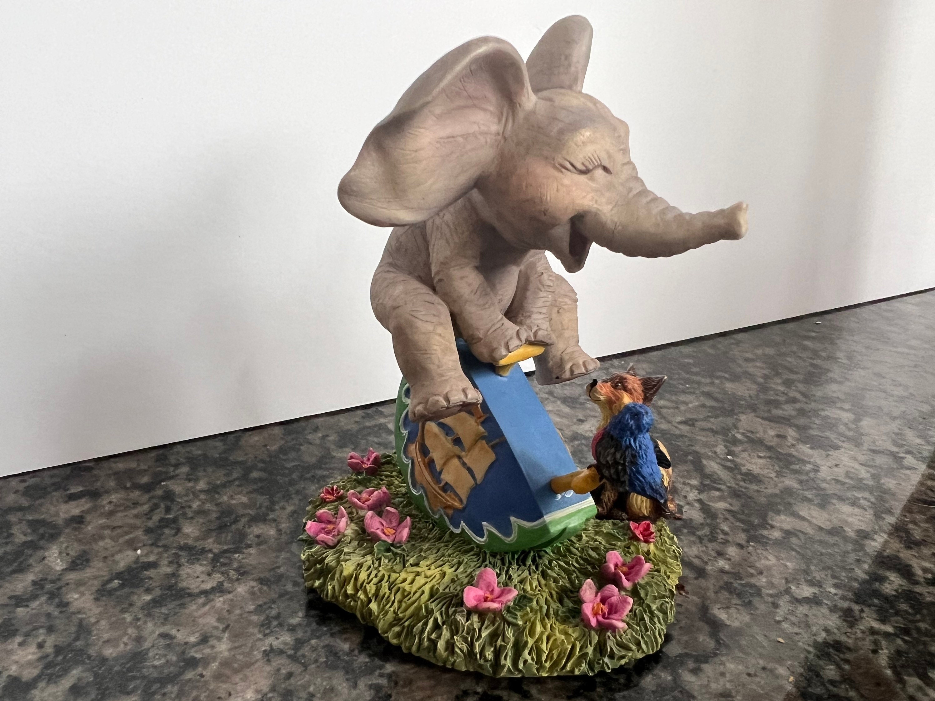 ★ デンマーク Palshus パルシュス 窯 Elephant エレファント Peanut Pals ' Teeter-totter Fun ' Elephants Sculpture Collection