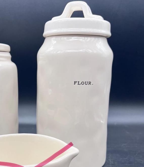 Rae Dunn Flour Canister Typewriter Font off White Ceramic - Etsy