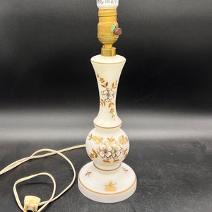 Bristol Glass Bedside Table Lamp West Germany Handpainted Vintage FREE SHIPPING