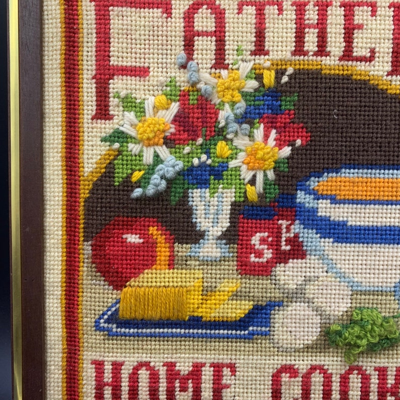 Father\u2019s Home Cookin\u2019 Sampler Crewel Embroidered Wall Art