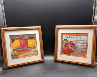 Fruit Crate Print Wood Framed Reproduction Lake View Your Double Matted - Kikuchi Sold