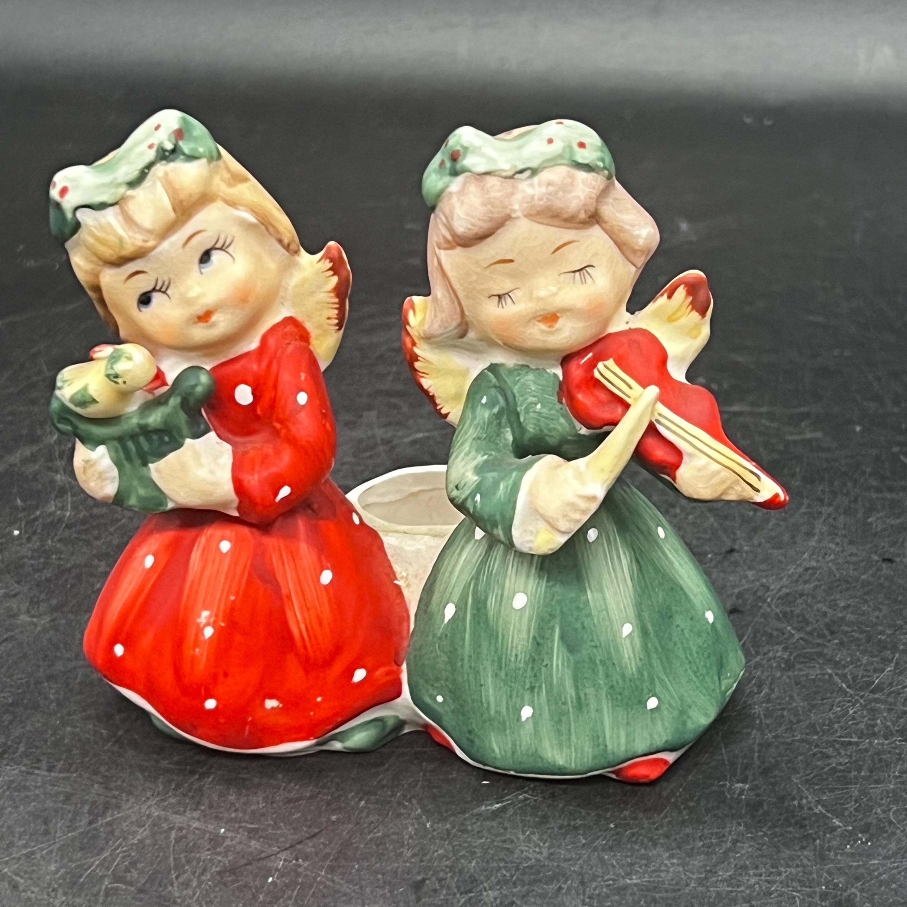ヴィンテージ アシュリー・マナー ミニチュア ハンドバッグ アンティーク 置物 Vintage Commodore Japan Angel Musicians Candle Holder - Etsy