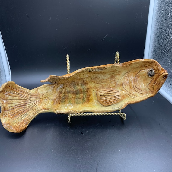 Art Pottery Fish Tray Valet Trinkets Angler Fly Fisherman Lifelike Realism  -  Canada