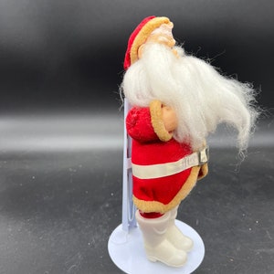 Mid Century Santa Claus with Stand MCM Christmas Ornament 10 Felt Clothing Plastic White Boots image 5