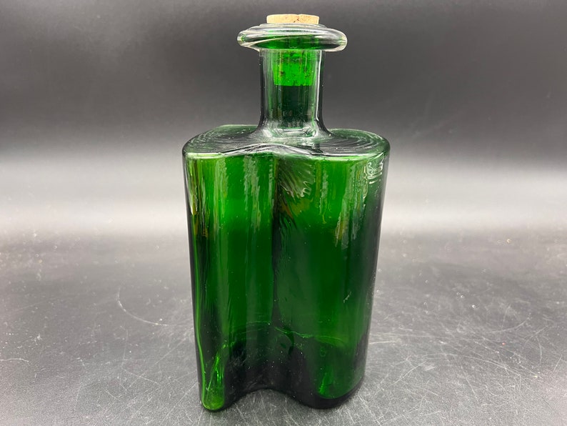 Holmegaard of Copenhagen HIVERT Schnapps Bottle Hjördis Olsson and Charlotte Rude Design Denmark Danish Modern Deep Emerald Green image 2