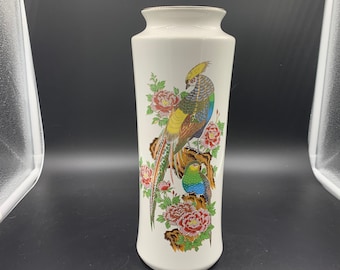 Miyako Vintage Tropical Bird Ceramic Vase