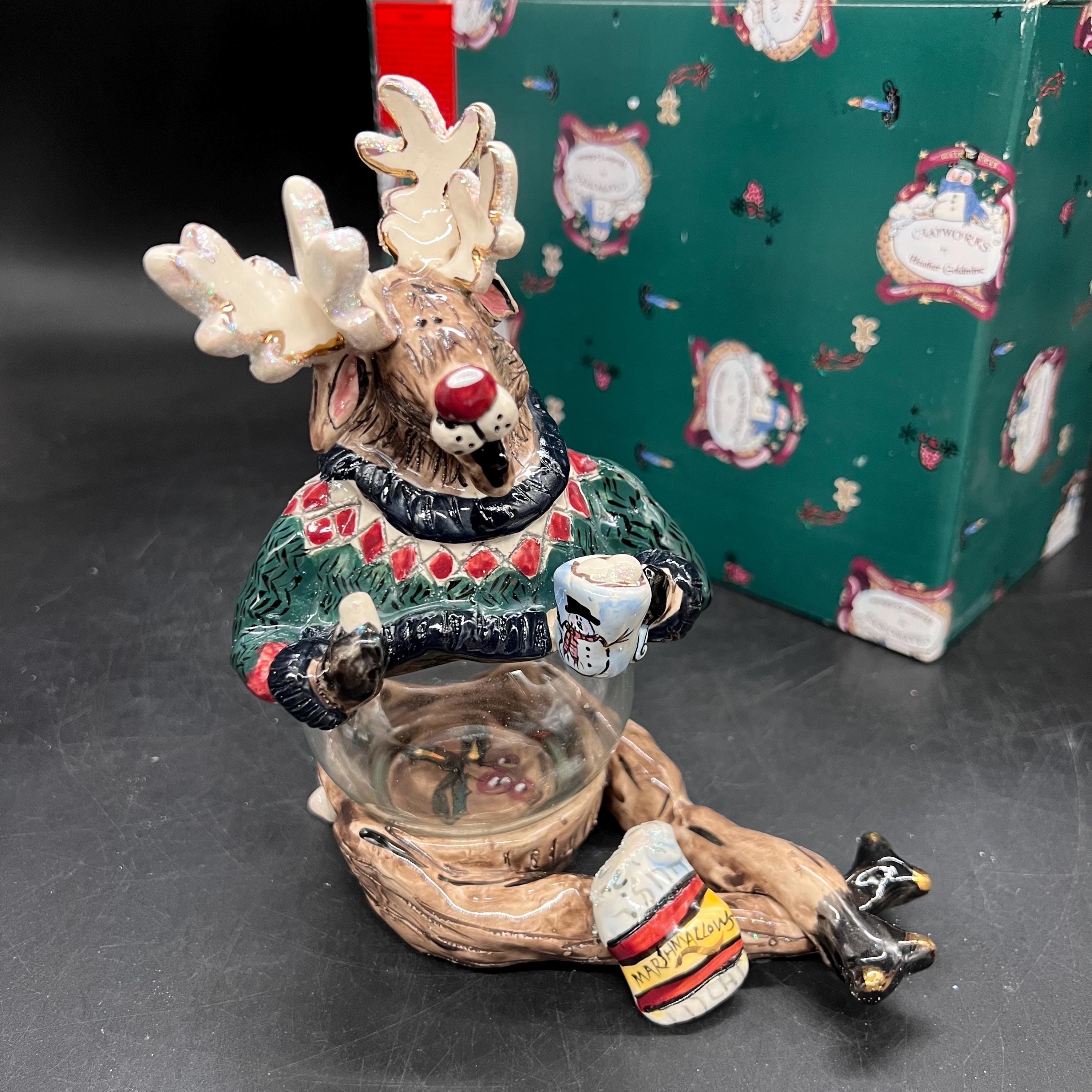 Blue Sky Clayworks Reindeer Tea Light Holder, Heather Goldminc