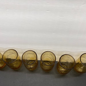 Lot de 6 verres à jus Anchor Hocking motif feuille d'ambre doré vintage image 5