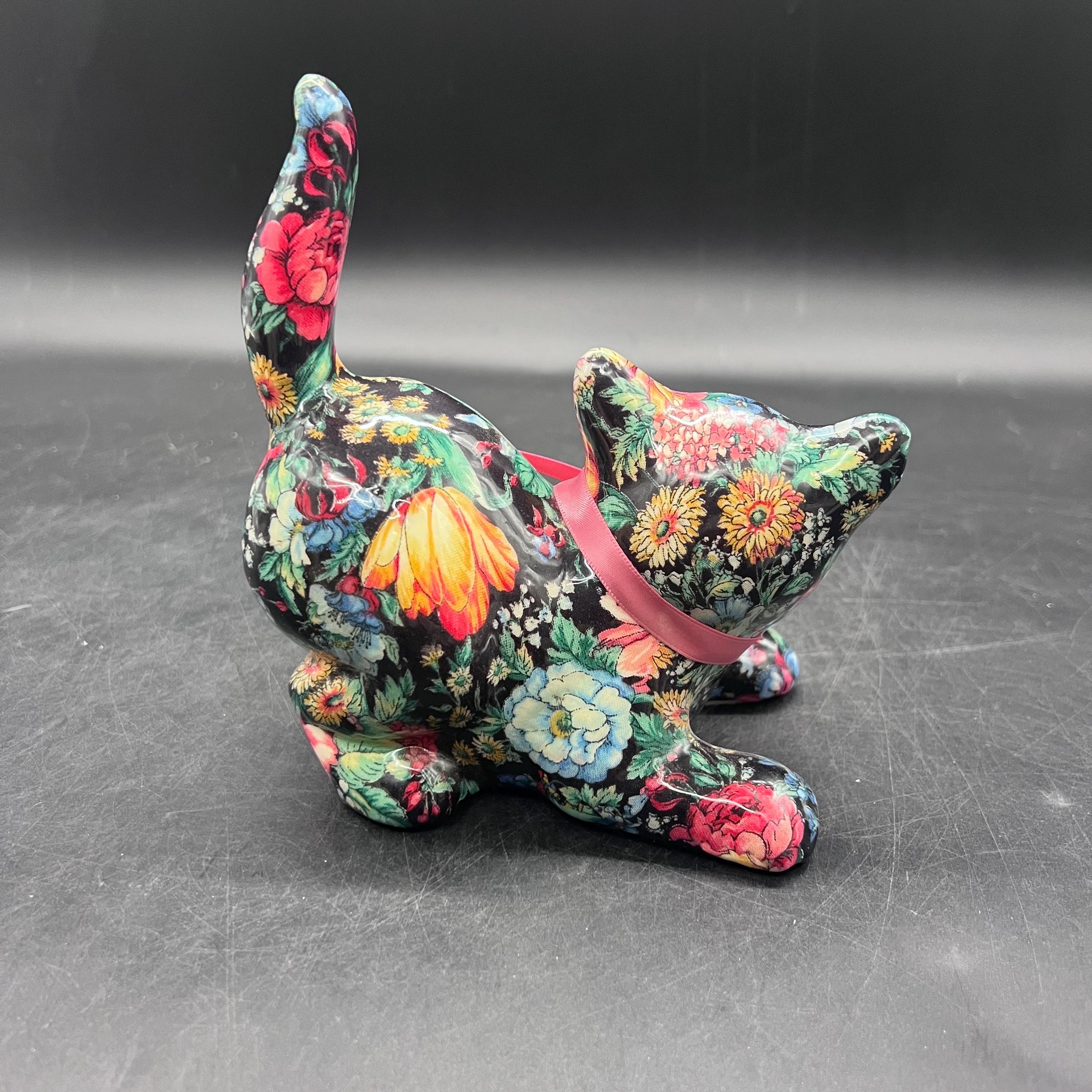Vintage Floral Chintz Fabric-covered Porcelain Cat Figurine - Etsy
