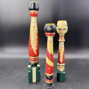 House of Lloyd Christmas Candle Holders Set Of 3 Saint Nicholas Taper Trio 1995 FREE SHIPPING