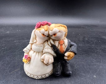 Artefice Ottanta Wedding Rabbits Figurine Made in Italy Vintage 1983 Hand Painted Signed FREE SHIPPING