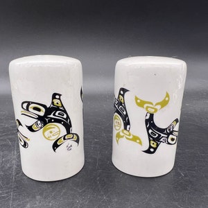 Keith Tait Design Salt and Pepper Shakers Indigenous People Inuit Porcelain Made in Canada Vintage image 2
