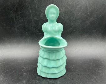 Haeger Colonial Girl Turquoise Woman Planter Vase