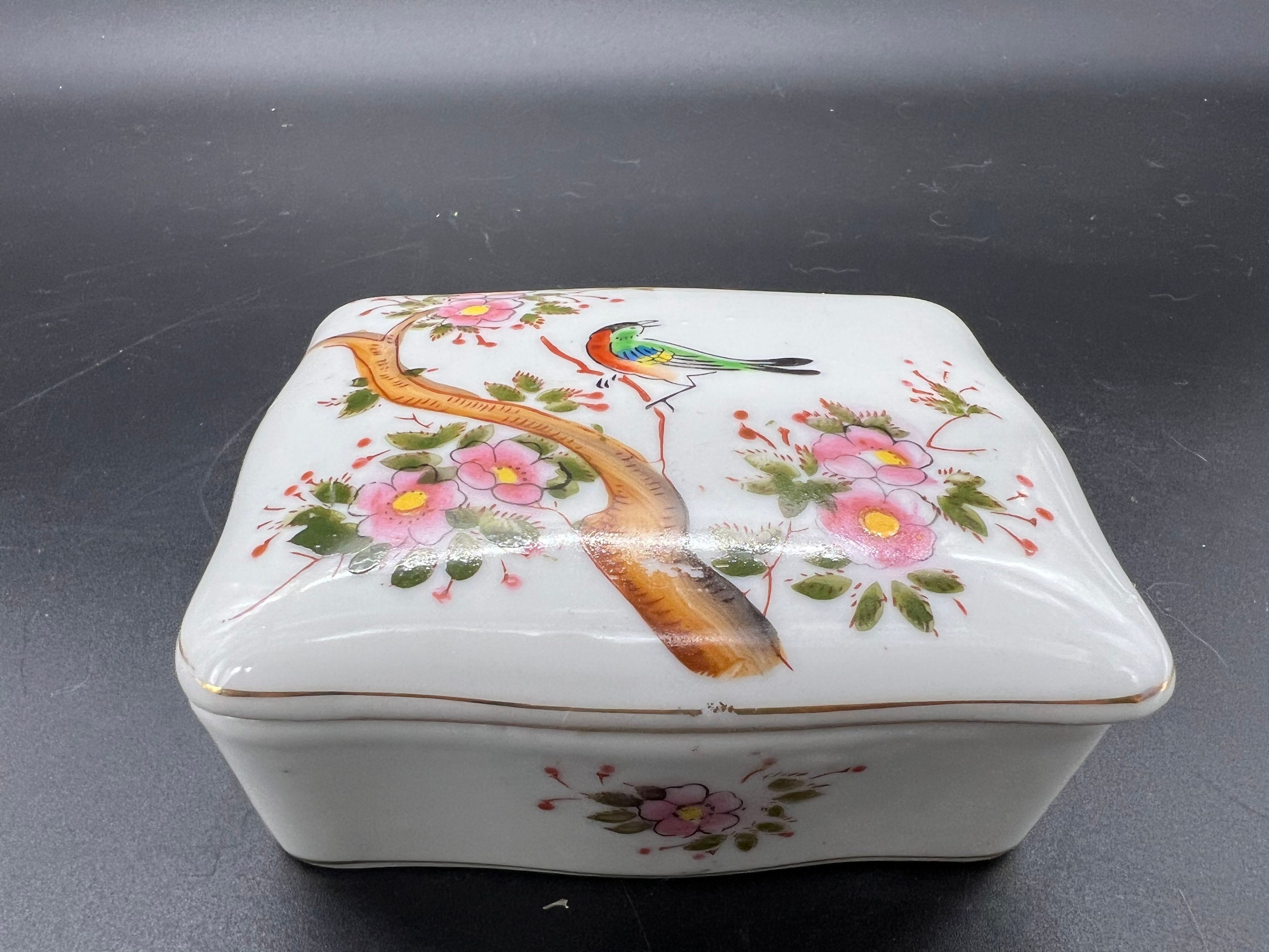 Vintage Andrea S. Trinket Box, Occupied Japan, Hand-painted Floral
