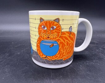 Taylor & Ng Kitty Katfish Ceramic Mug Vintage 1980s Ceramic Japan