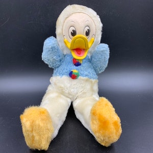 Donald Duck Rubber Face Plush Gund Green Label Squeaks 1950s FREE SHIPPING