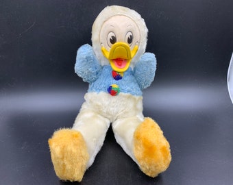 Vintage 1950s Gund Donald Duck Plush, Rubber Face Squeak Toy