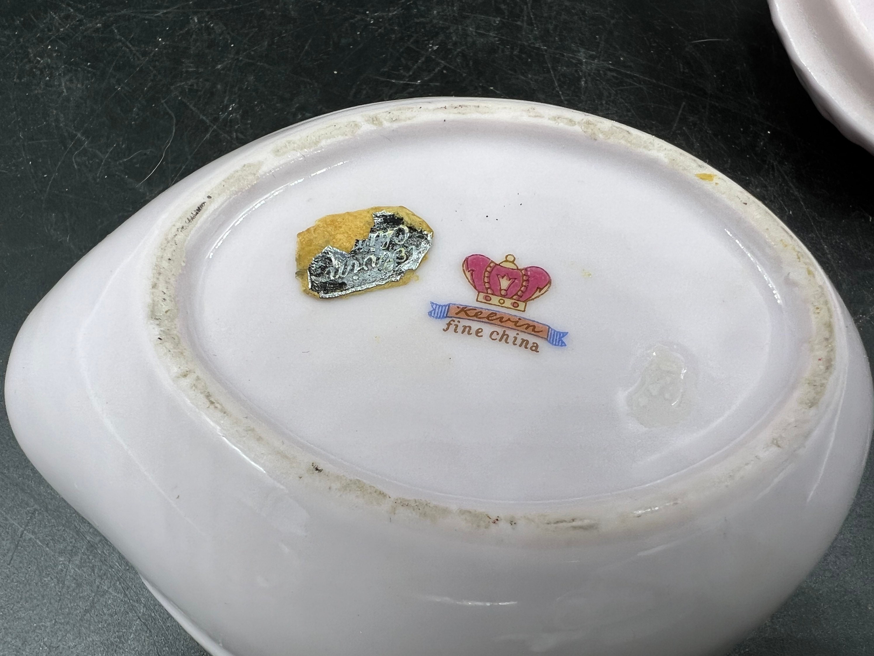 Vintage Kelvin Japan Swan Trinket Dish, Fine Bone China Vanity Jar