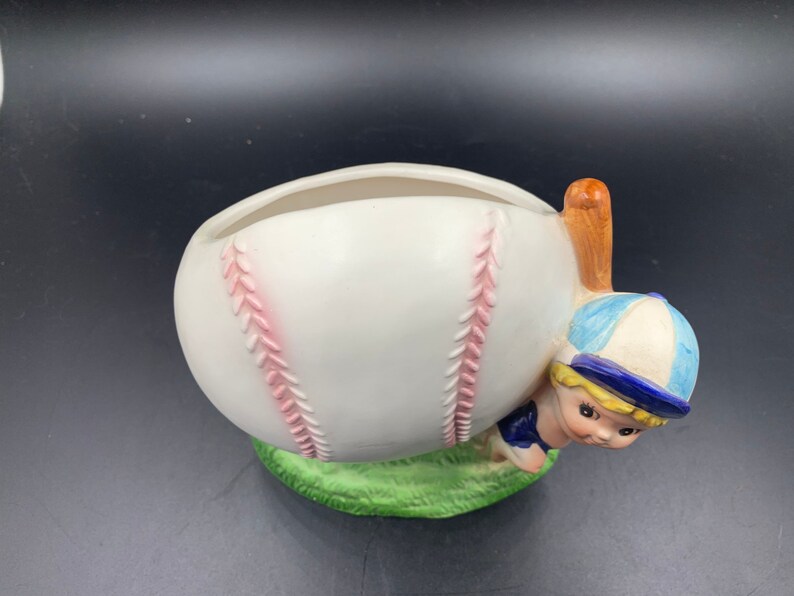 Baseball Planter Kids Little Slugger Little League Childs Room Vintage image 3