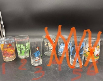 Swanky Swigs Drinking Glasses Juice Jars Welch’s Archie Comics WB Roadrunner Sold in Singles  Vintage