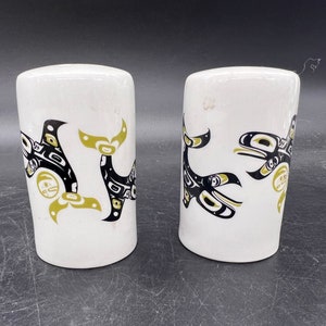 Keith Tait Design Salt and Pepper Shakers Indigenous People Inuit Porcelain Made in Canada Vintage image 4
