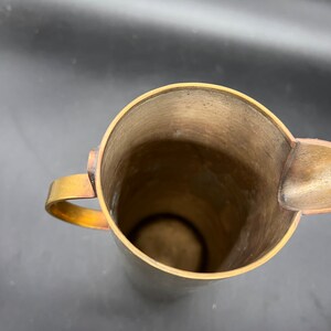 Brass Pitcher Tall Sleek Hand Wrought Vintage image 4