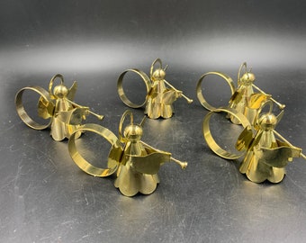 Brass Angel Trumpets Napkin Rings Vintage