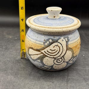 Petrified Pottery Stoneware Ventilated Covered Pot Garlic Keeper 5”