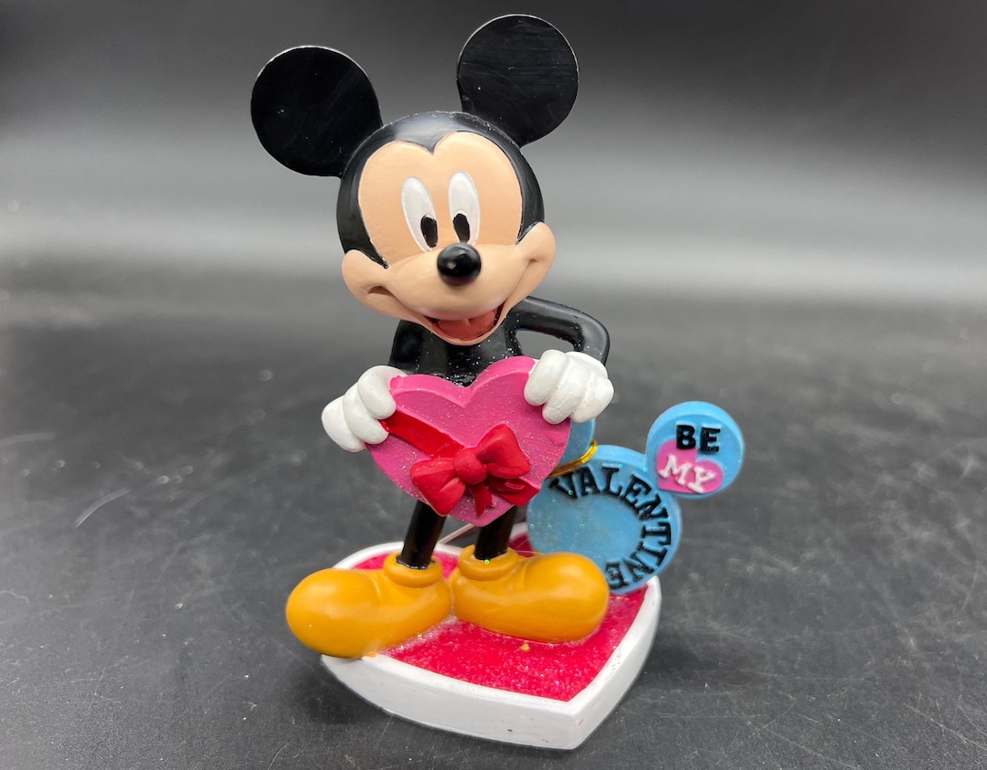 Disney Mickey Mouse Valentine Figurines 5 Resin Be My Valentine, New