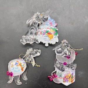 Bradford Exchange Disney Eeyore Winnie The Pooh Crystal Clear Ornaments Set of 3 FREE SHIPPING