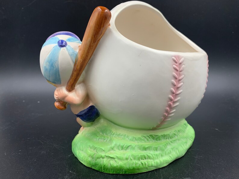 Baseball Planter Kids Little Slugger Little League Childs Room Vintage image 2