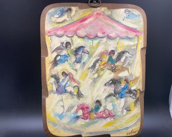 DeGrazia Decoupaged Print on Wood Joy and Music FREE SHIPPING