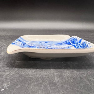 L & Sons Hanley English Ware Ashtray Blue and White Transferware Country Scene Trinket Dish Stoke on Trent England Antique image 4
