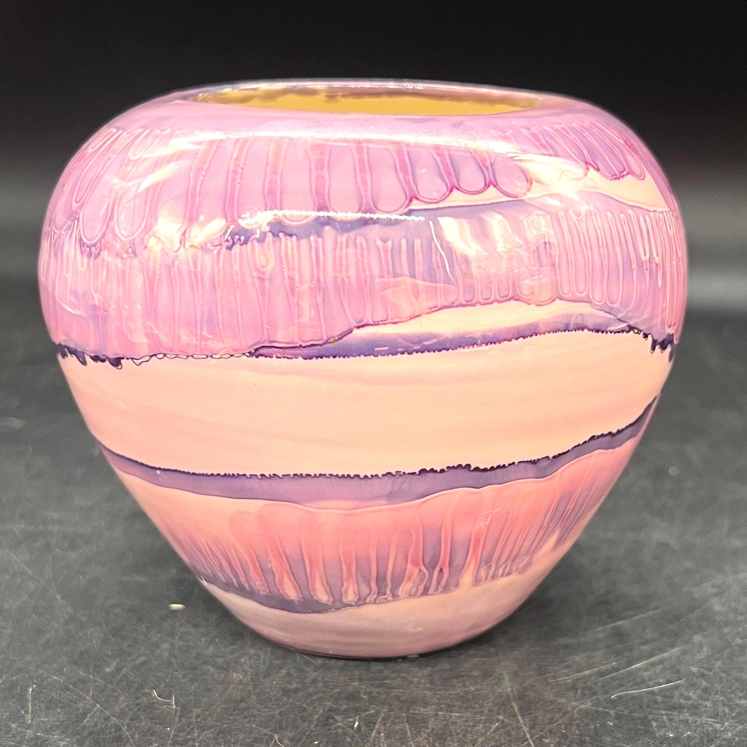 BZ Porcelain Art Vase Vibrant Pink Purple White Hand Thrown Signed 
