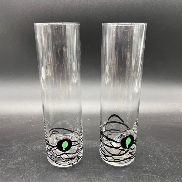 String Art 3D Art Glass Highball Collins Zombie Glasses 8’’ Set of 2 Pair